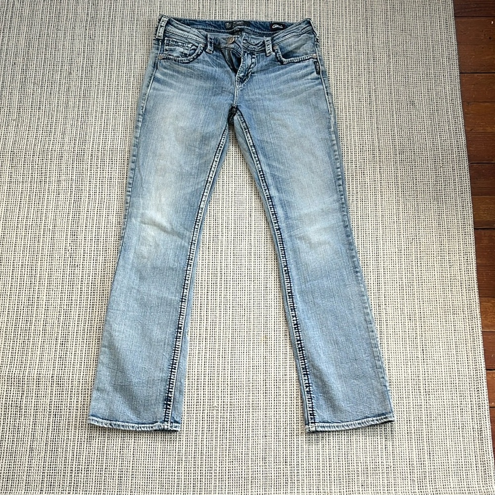 Silver Light Blue Flare Jeans